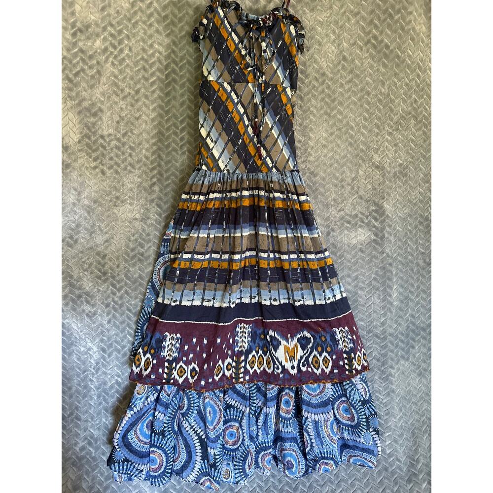 MARISFROLG Blue Tiered BOHO Convertible Dress Size 38 (S) Gypsy Boho Ruffled